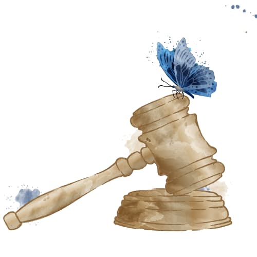 Illustration of a butterfly on a gavel